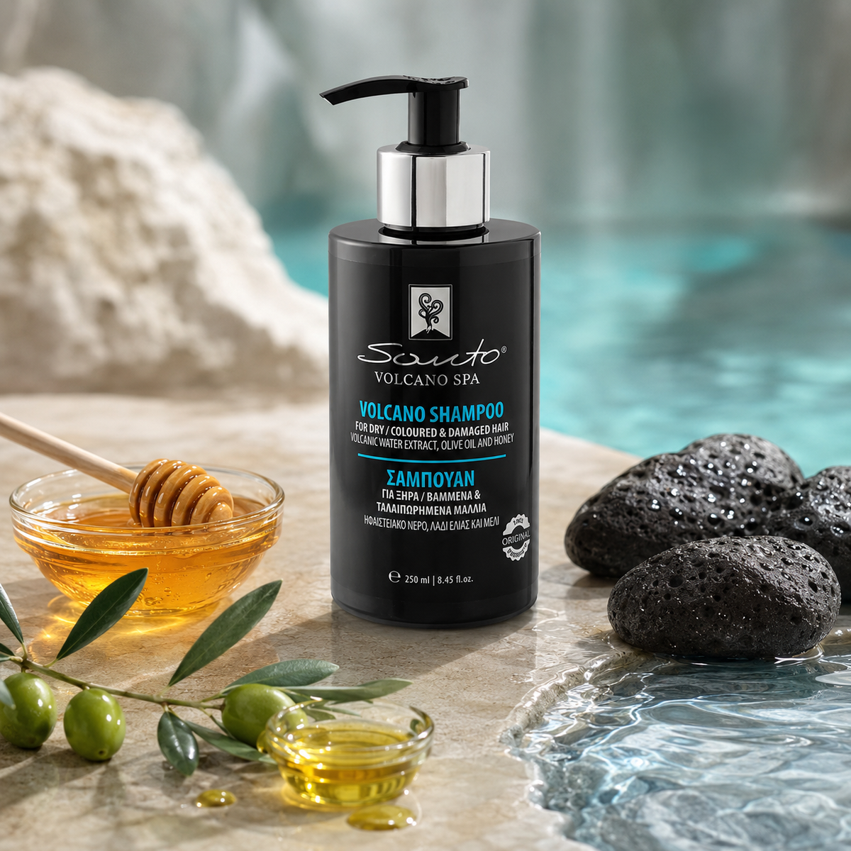 Santo Volcano Spa Shampoo for Dry, Coloured & Damaged Hair 250ml