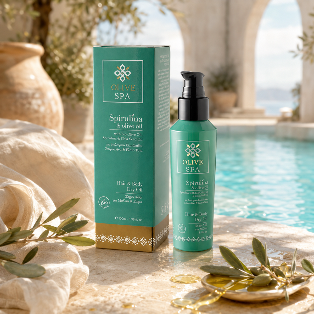 Olive Spa Dry Oil for Hair & Body with Spirulina 100ml