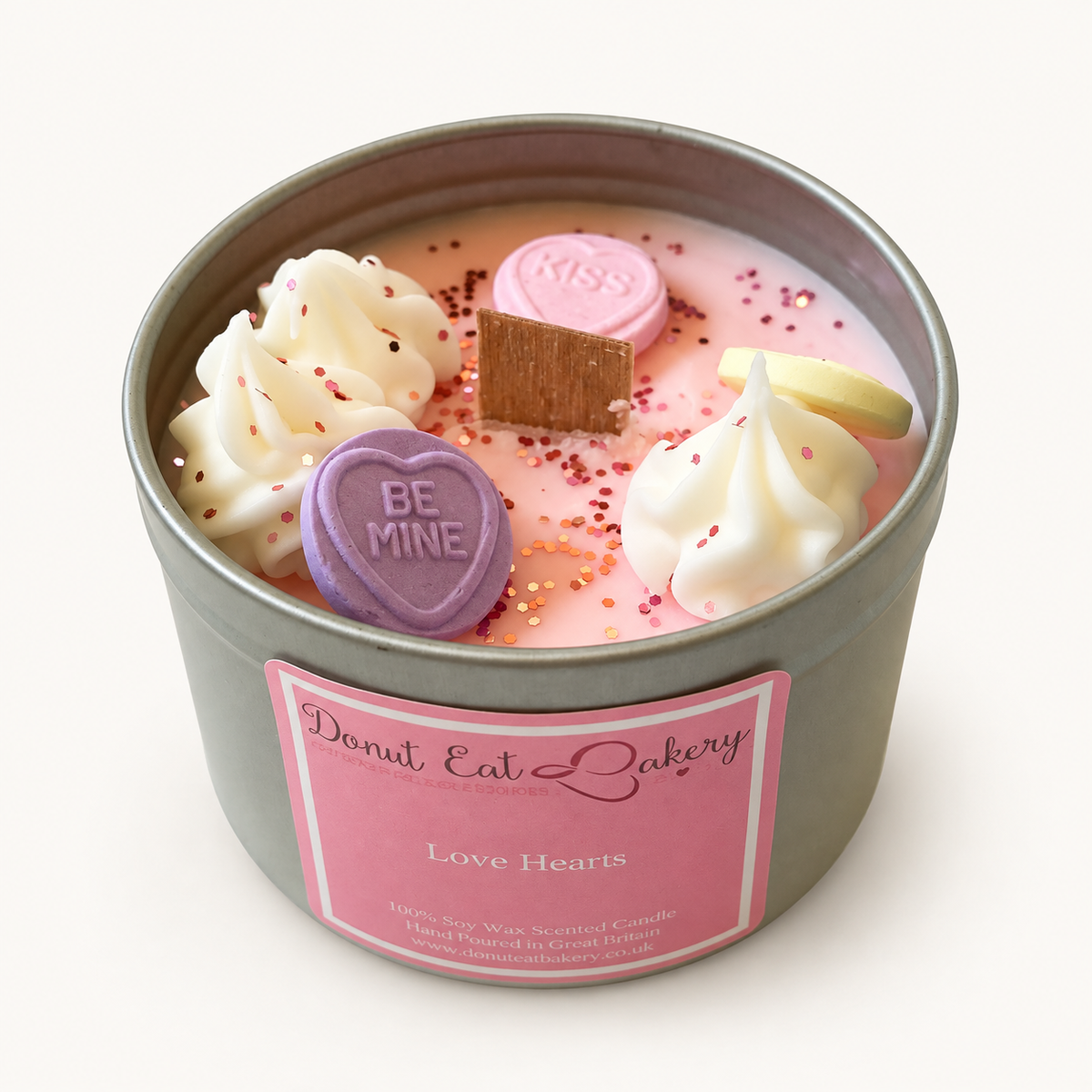 Love Hearts Soy Wax Wood Wick Candle 240ml