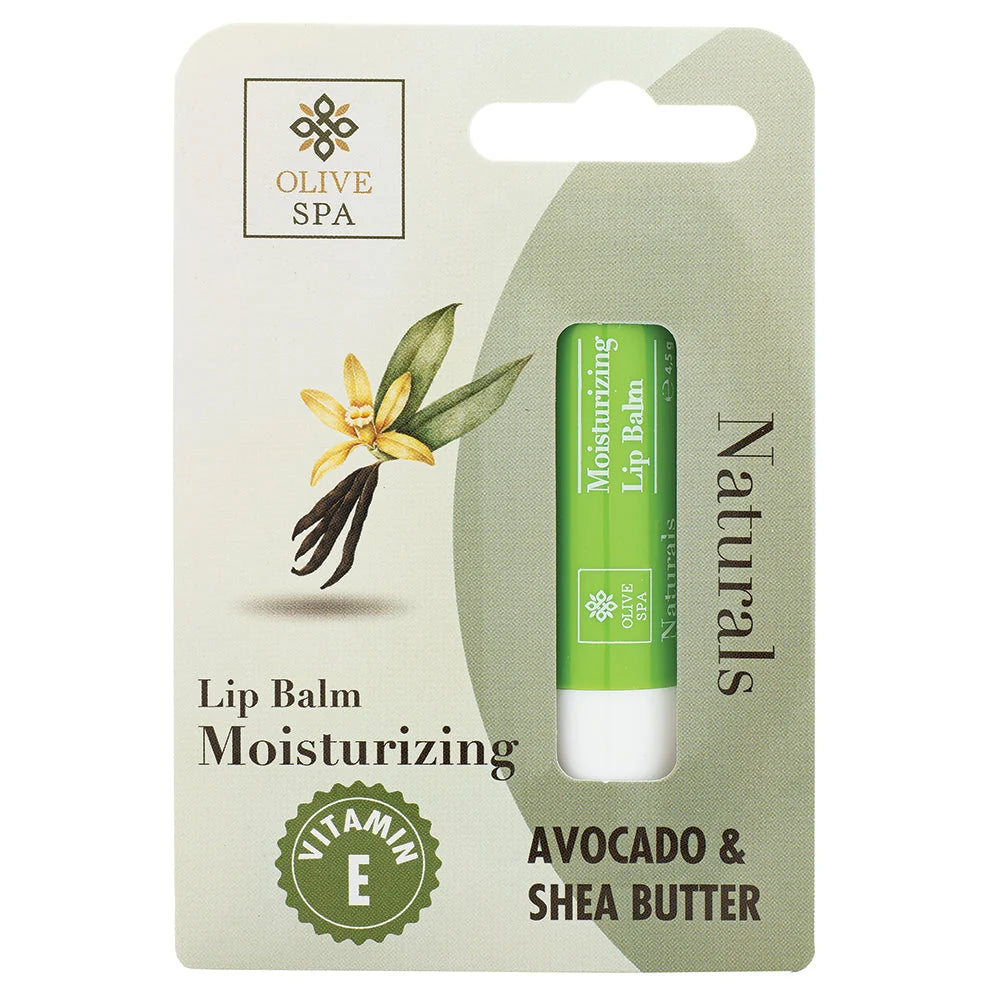Olive Spa Naturals Lip Balm with shea butter and avocado oil 4.5g in retail packaging